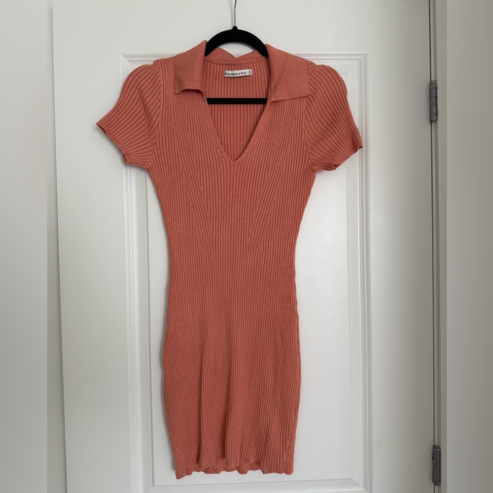 Abercombie & Fitch Ribbed Coral Mini Dress